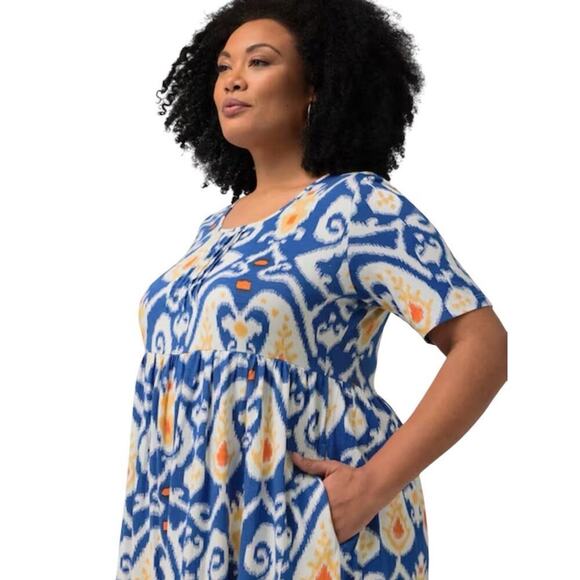 NEW Ulla Popken Plus Size 32/34 Tunic Maxi Dress Empire Waist Knit Paisley Print - Picture 4 of 16